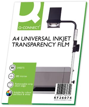 Q-connect transparents de rétroprojections pour imprimantes à jet d'encre, ft a4, paquet de 50 feuilles