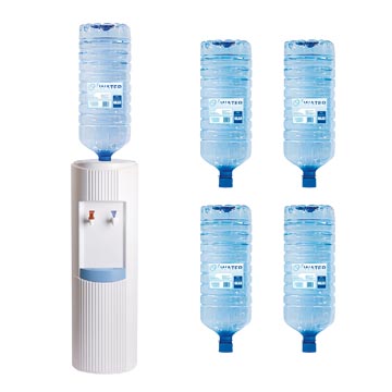 Kit o-water: 1 x basic refroidisseur d'eau, blanc (fwb2013), 6 x eau de source 18 l (fw189) inclus