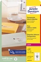 Avery étiquettes transparentes quickpeel ft 99,1 x 42,3 mm (l x h), 300 pièces, 12 par feuille