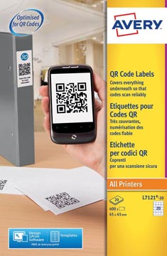 Avery etiquettes qr imprimables ft 45 x 45 mm (l x h), 400 pièces