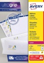 Avery l7159, etiquettes adresses, laser, ultragrip, blanches, 100 pages, 24 per page, 63,5 x 33,9 mm
