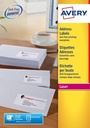 Avery l7159, etiquettes adresses, laser, ultragrip, blanches, 40 pages, 24 per page, 63,5 x 33,9 mm