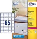 Avery l7651-25 étiquettes adresse mini ft 38,1 x 21,2 mm (b x h), 1.625 étiquettes, blanc