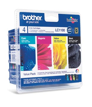 Brother cartouche d'encre, 325 pages, oem lc-1100valbp, 4 couleurs