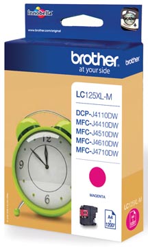 Brother cartouche d'encre, 1.200 pages, oem lc-125xlm, magenta