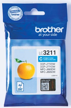 Brother cartouche d'encre, 200 pages, oem lc-3211c, cyan