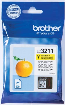 Brother cartouche d'encre, 200 pages, oem lc-3211y, jaune