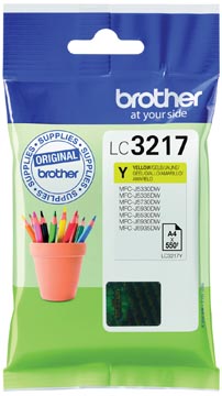 Brother cartouche d'encre, 550 pages, oem lc-3217y, jaune