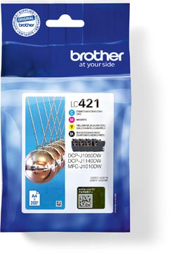 Brother cartouche d'encre,  200 pages, oem lc-421val, 4 couleurs