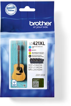 Brother cartouche d'encre,  500 pages, oem lc-421xlval, 4 couleurs