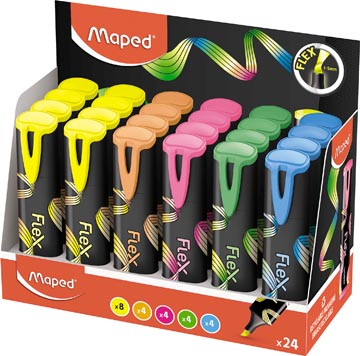 Maped fluo'peps flex surligneur, assorti, présentoir de 24 pièces