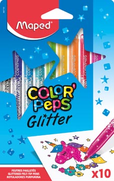 Maped color'peps glitter feutre, étui de 10 pièces, assorti