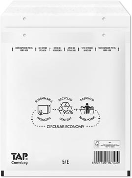 Comebag enveloppes à bulles d'air, ft 220 x 265 mm, avec bande adhésive, blanc, boîte de 100 pièces