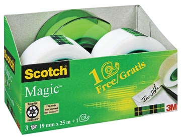 Scotch ruban adhésif magic tape, 3 rouleaux + 1 dérouleur gratuit