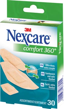 3m pansement nexcare comfort 360° 3 formats, paquet de 30 pièces