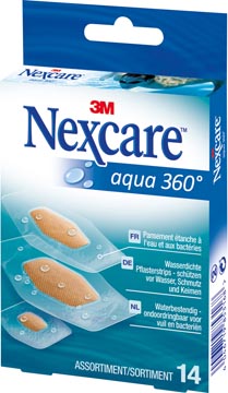 3m pansement nexcare aqua 360° 3 formats, paquet de 14 pièces