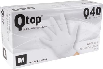 Gants en nitrile, medium, blanc, boîte de 100 pièces