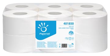 Papernet papier toilette special mini jumbo, 2 plis, 557 feuilles, paquet de 12 rouleaux