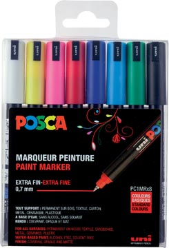 Uni-ball marqueur peinture à l'eau posca pc-1mr, boîte de 8 pièces en couleurs assorties