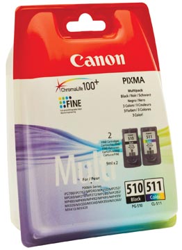 Canon cartouche d'encre pg-510 en cl-511, 220 pages, oem 2970b010, 4 couleurs