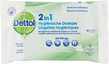 Dettol lingettes nettoyantes 2-en-1, paquet de 12 pièces