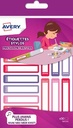 Avery family étiquettes stylos minis, ft 5 x 1 cm, rose/violet, sachet brochable avec 30 étiquettes