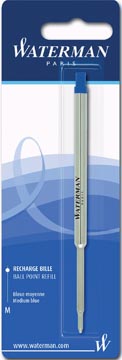 Waterman recharge pour stylo bille, pointe moyenne, bleu, sous blister
