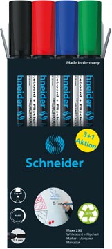 Schneider maxx 290 marqueur pour tableaux blancs, 3 + 1 gratuit, assorti