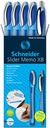 Schneider stylo bille slider memo xb bleu, 4 pièces + 1 rave gratuit