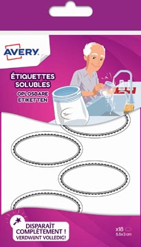 Avery family étiqettes solubles ovales, ft 5,5 x 3 cm, sachet brochable avec 18 étiquettes