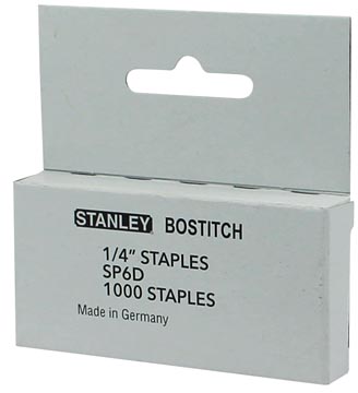 Bostitch agrafes pour t10, 6 mm, boîte de 1.000 agrafes