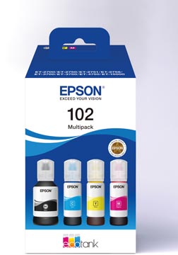 Epson bouteilles d'encre 102, 6.000 - 7.500 pages, oem c13t03r640, 4 couleurs