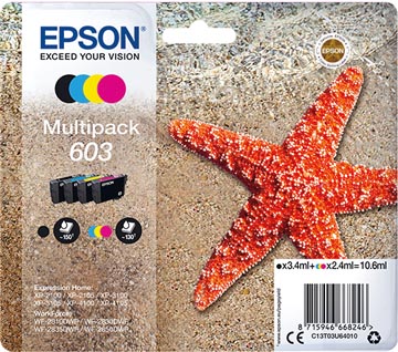 Epson cartouche d'encre 603, 130-150 pages oem c13t03u64010, 4 couleurs