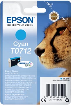 Epson cartouche d'encre t0712, 345 pages, oem c13t07124012, cyan