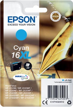 Epson cartouche d'encre 16xl, 450 pages, oem c13t16324012, cyan