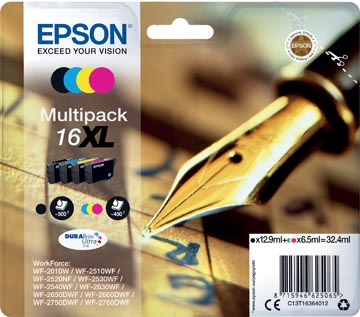 Epson cartouche d'encre 16xl, 450-500 pages, oem c13t16364012, 4 couleurs