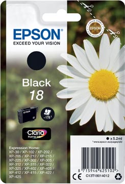 Epson cartouche d'encre 18, 175 pages, oem c13t18014012, noir