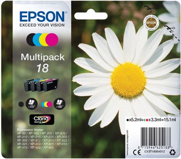 Epson cartouche d'encre 18, 175 pages, oem c13t18064012, 4 couleurs