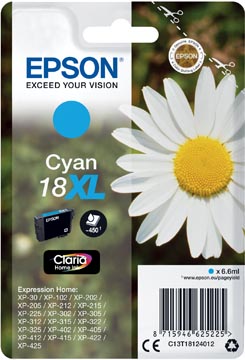 Epson cartouche d'encre 18xl, 450 pages, oem c13t18124012, cyan