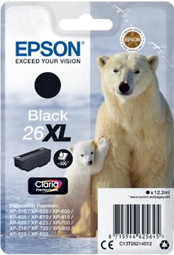 Epson cartouche d'encre 26xl, 500 pages, oem c13t26214012, noir