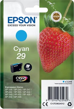 Epson cartouche d'encre 29, 180 pages, oem c13t29824012, cyan