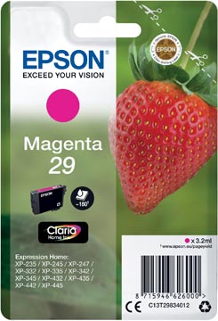 Epson cartouche d'encre 29, 180 pages, oem c13t29834012, magenta