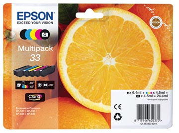 Epson cartouche d'encre 33, 200 - 300 pages, oem c13t33374011, 5 couleurs