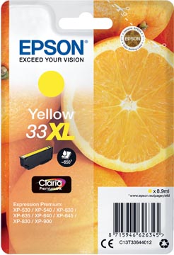 Epson cartouche d'encre 33xl, 650 pages, oem c13t33644012, jaune