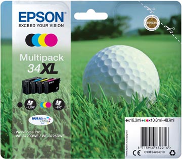 Epson cartouche d'encre 34xl, 950 pages, oem c13t34764010, 4 couleurs