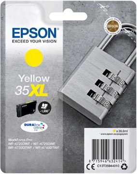 Epson cartouche d'encre 35xl, 20,3 ml, oem c13t35944010, jaune