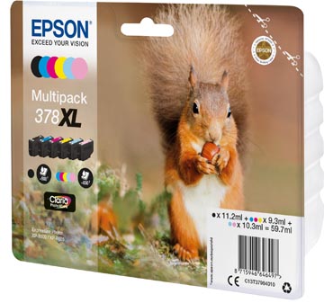 Epson cartouche d'encre 378 xl, 500 - 830 pages, oem c13t37984010, 6 couleurs