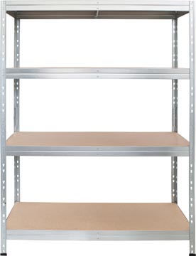 Ar shelving étagère rivet stabil, ft 180 x 120 x 45 cm, 4 tablettes en hdf, galvanisé