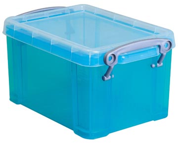 Really useful box boîte de rangement 1,6 litres, bleu vif transparent