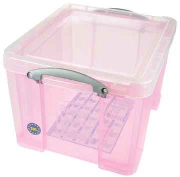 Really useful box boîte de rangemen 35 litres, rose transparent